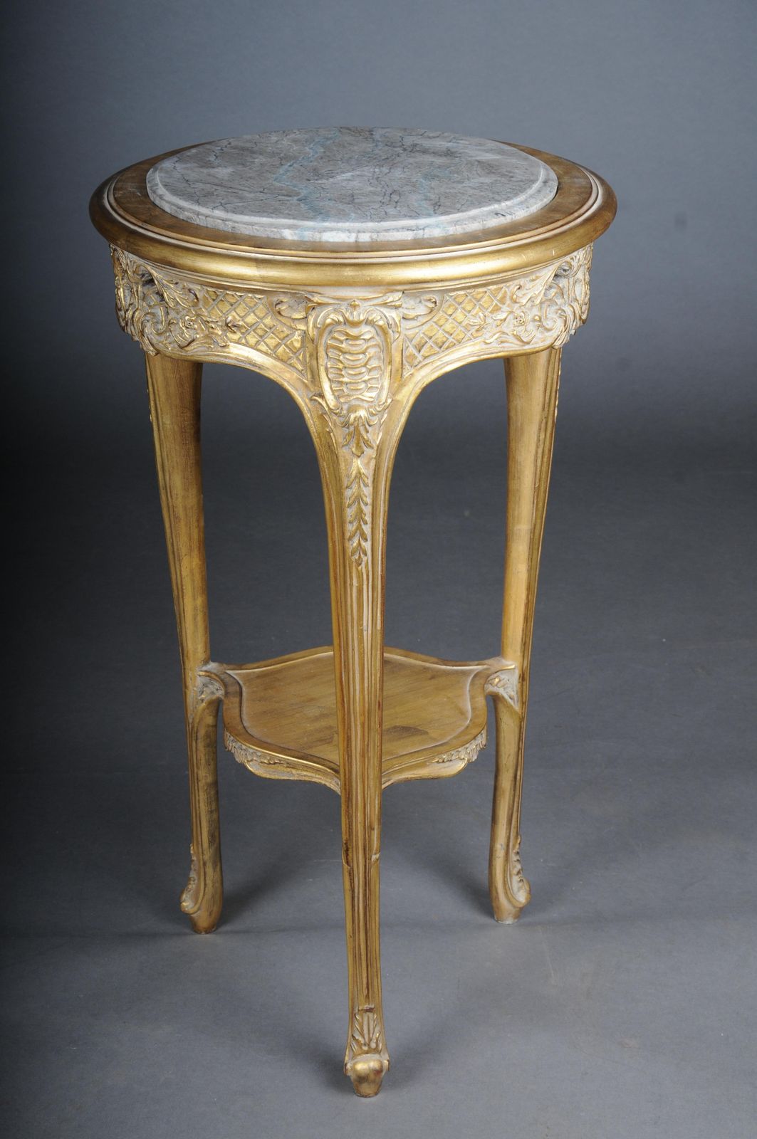 Finely Carved Gold Side Table With Marble Top, Louis XV photo vintage