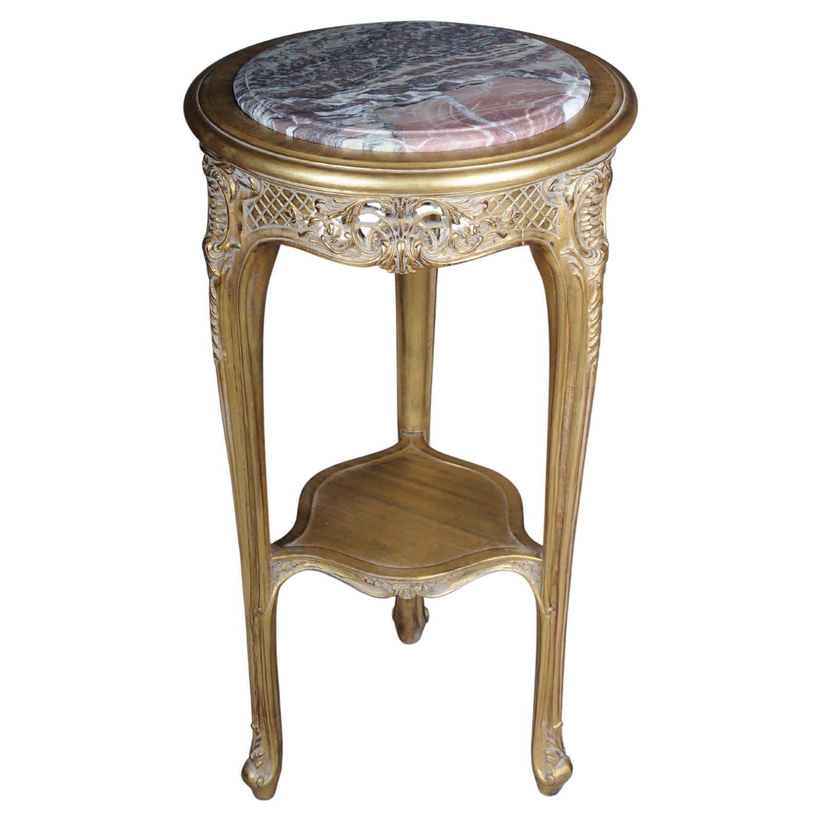 Finely Carved Gold Side Table With Marble Top, Louis XV
