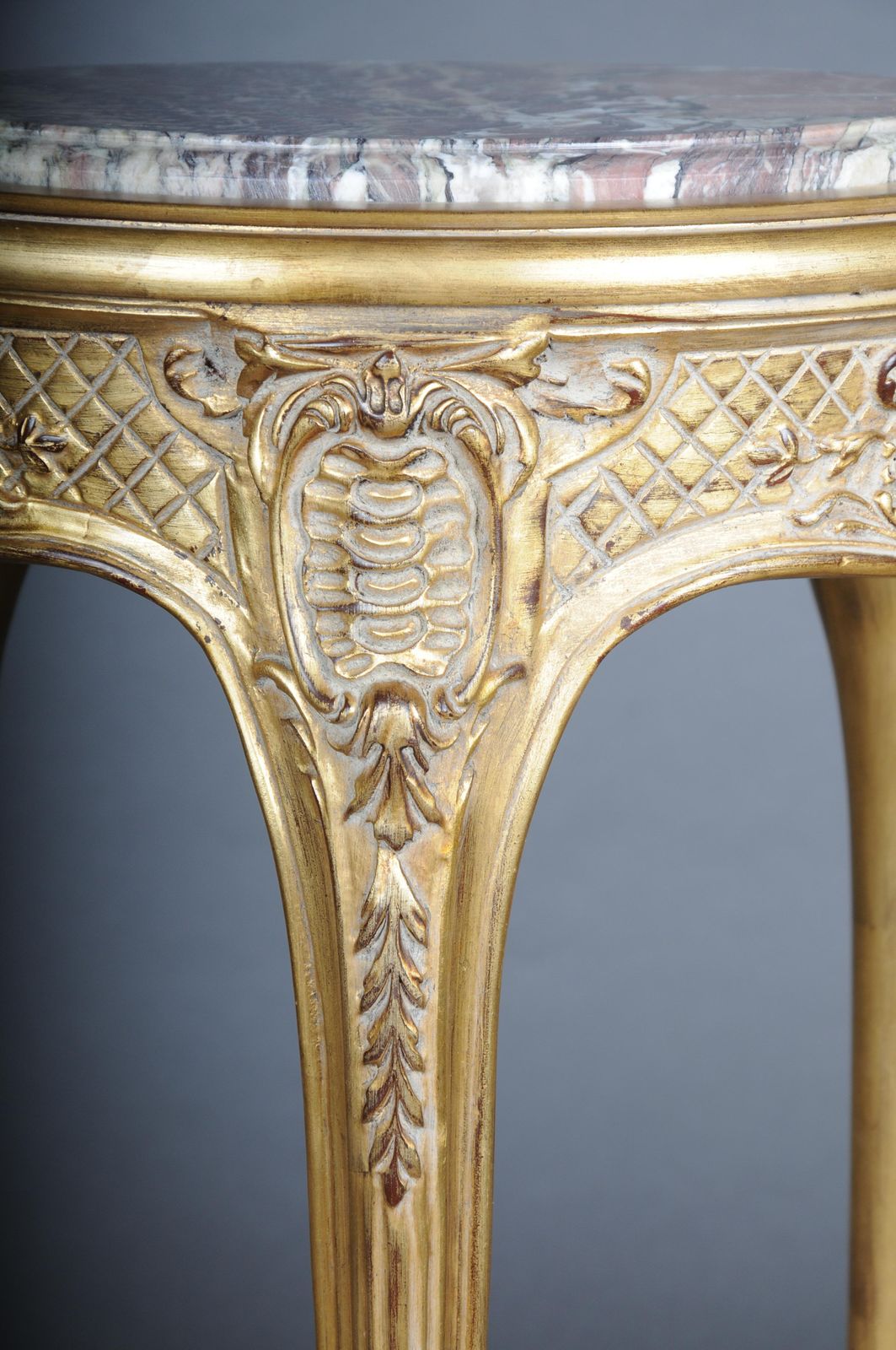 Finely Carved Gold Side Table With Marble Top, Louis XV photo vintage