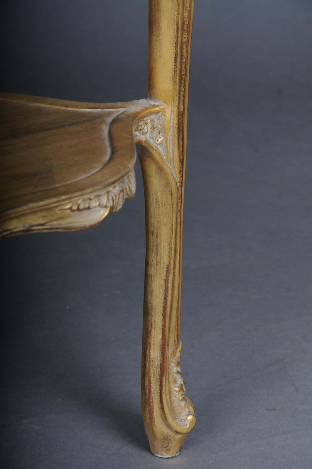 Furniture Finely Carved Gold Side Table With Marble Top, Louis XV photo
