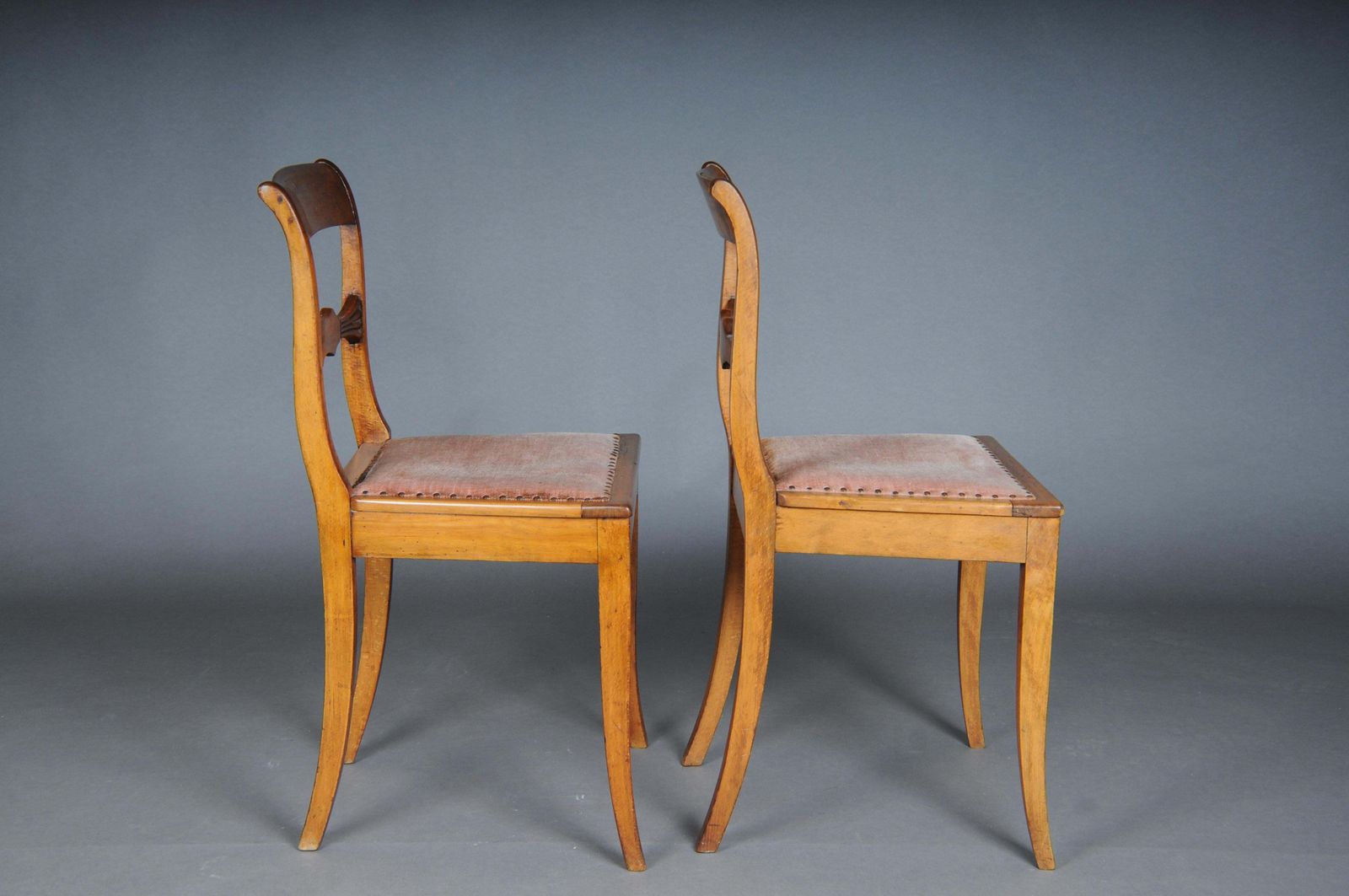 Pair (2) Antique Biedermeier Chairs Circa 1840, Birch photo buy