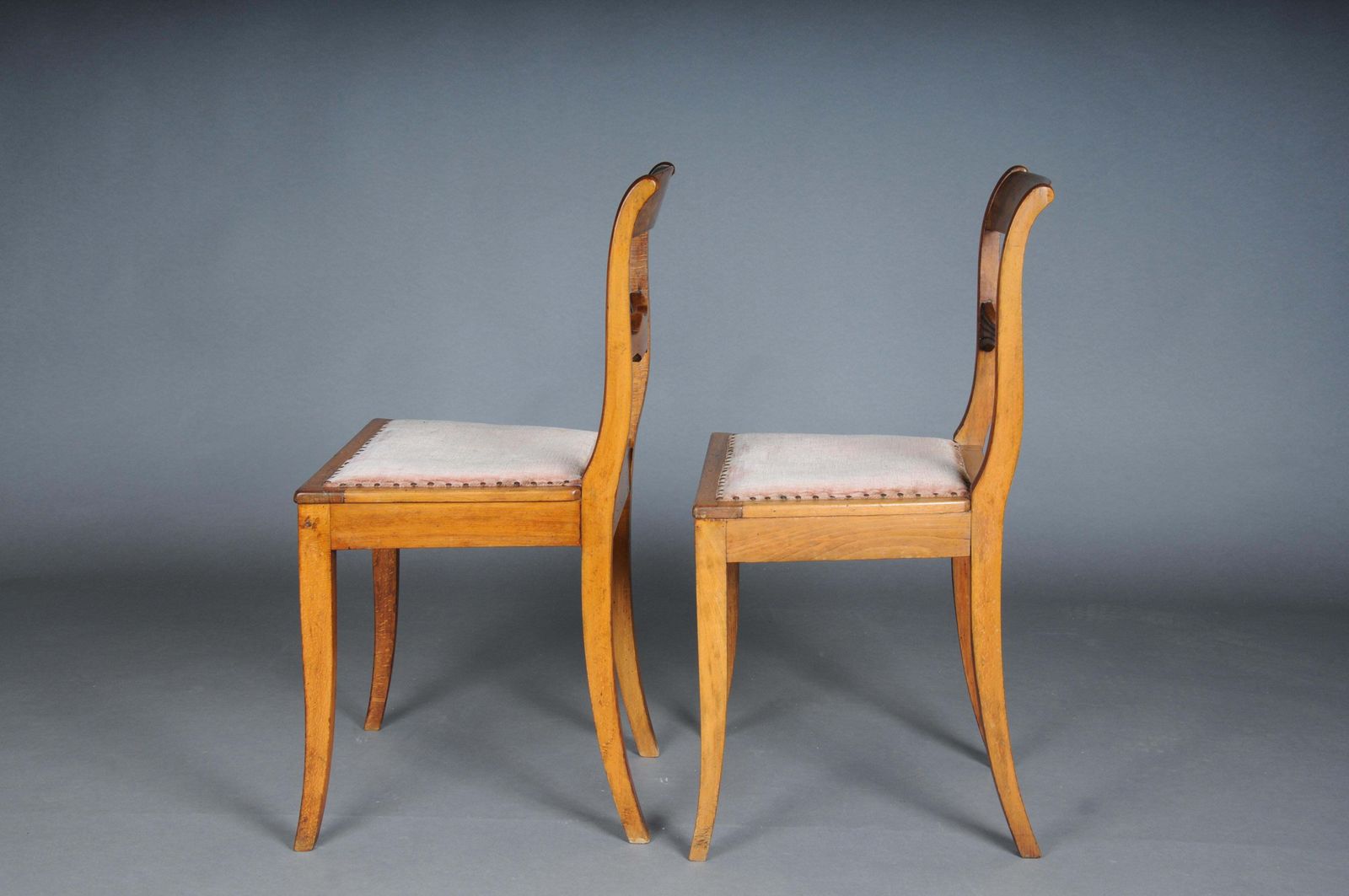 Pair (2) Antique Biedermeier Chairs Circa 1840, Birch photo vintage