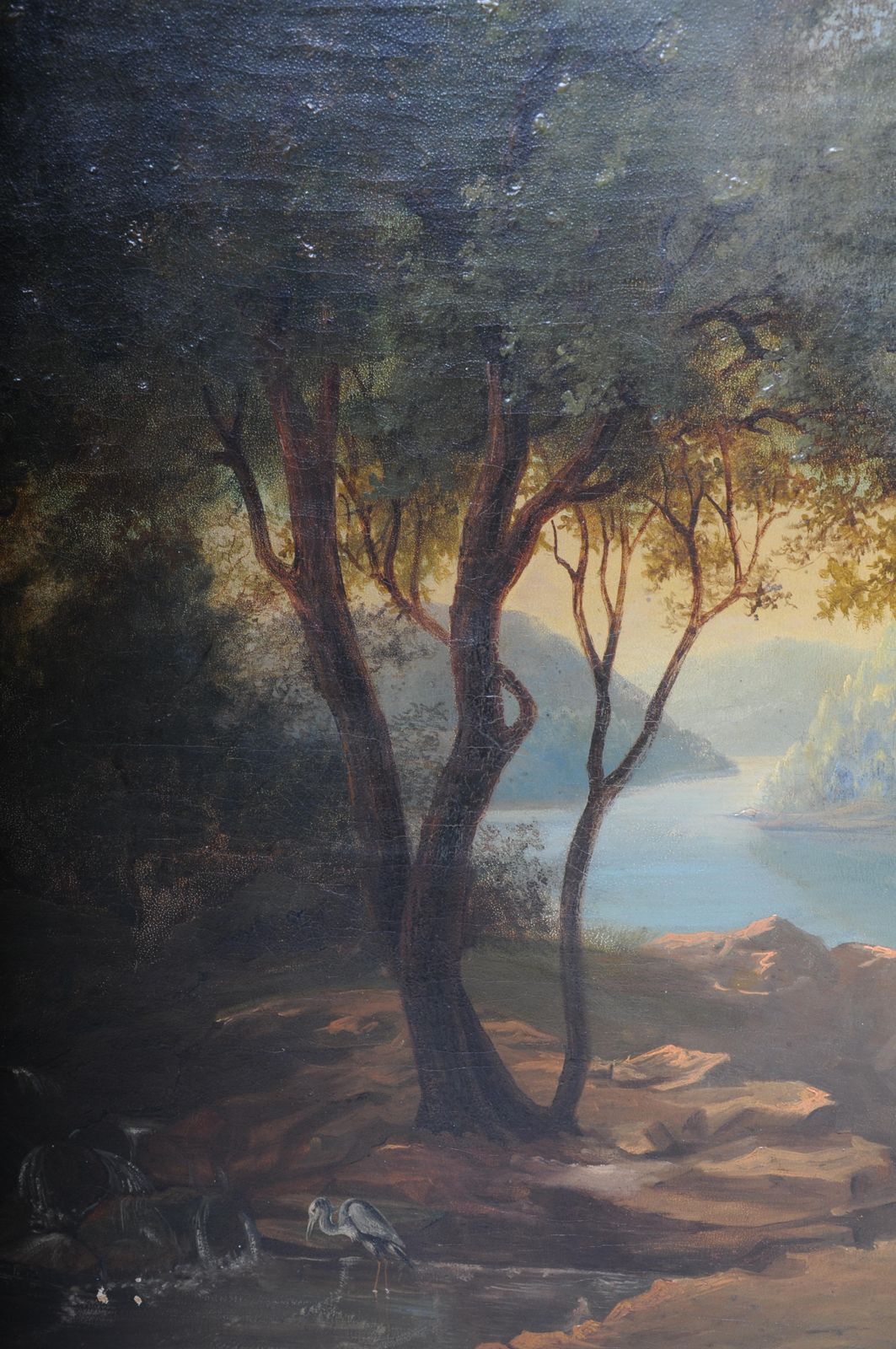 photo vinterior Oil Painting Idyllic River Landscape/Romantic Scene 19th Century