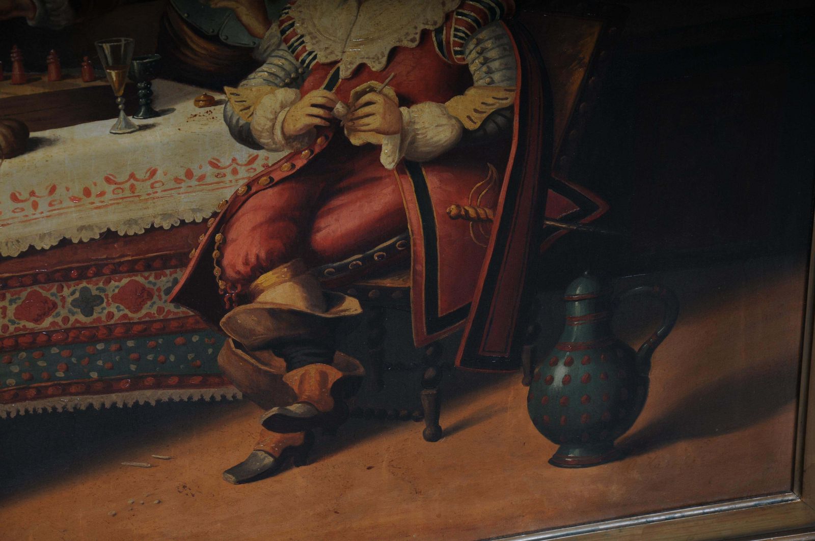 photo for sale Antique Oil Painting Chess Round In Renaissance Style Around 1890
