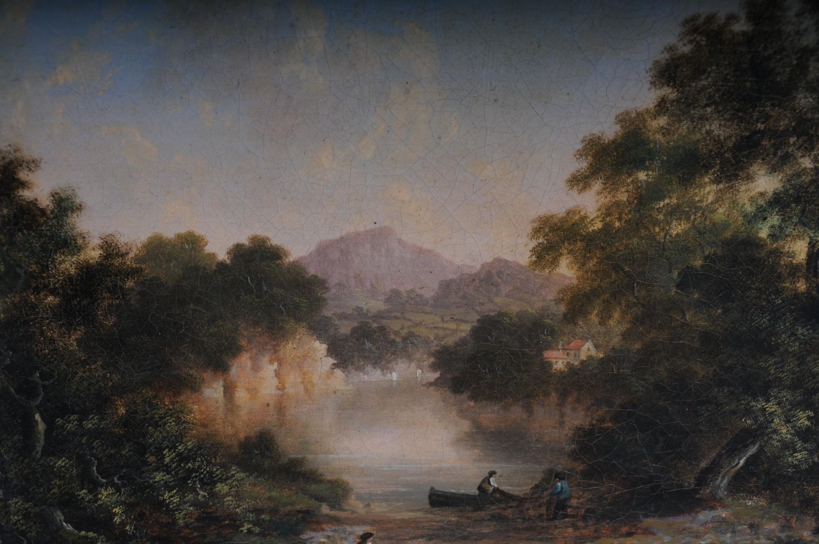 photo buy Antique Oil Painting Romance Landscape Painting. 19th Century