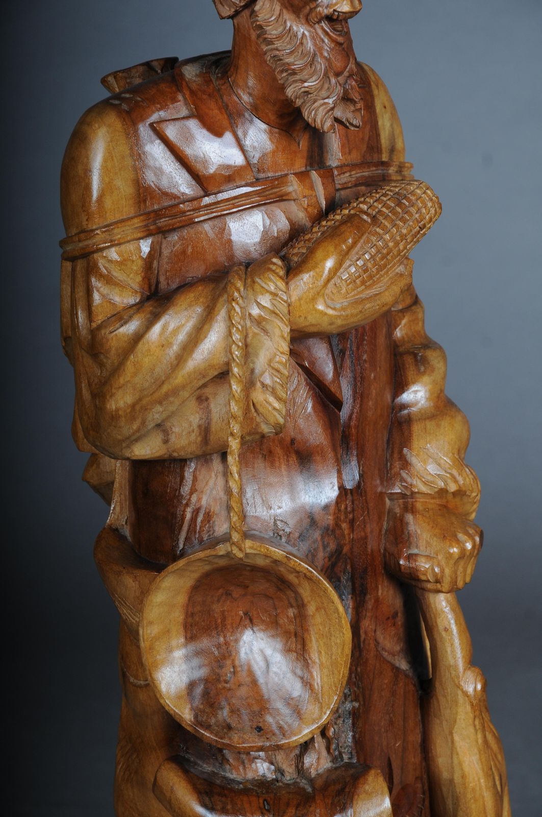 photo furniture 20th Century Wooden Sculpture Walker With Corn On The Cob, South German