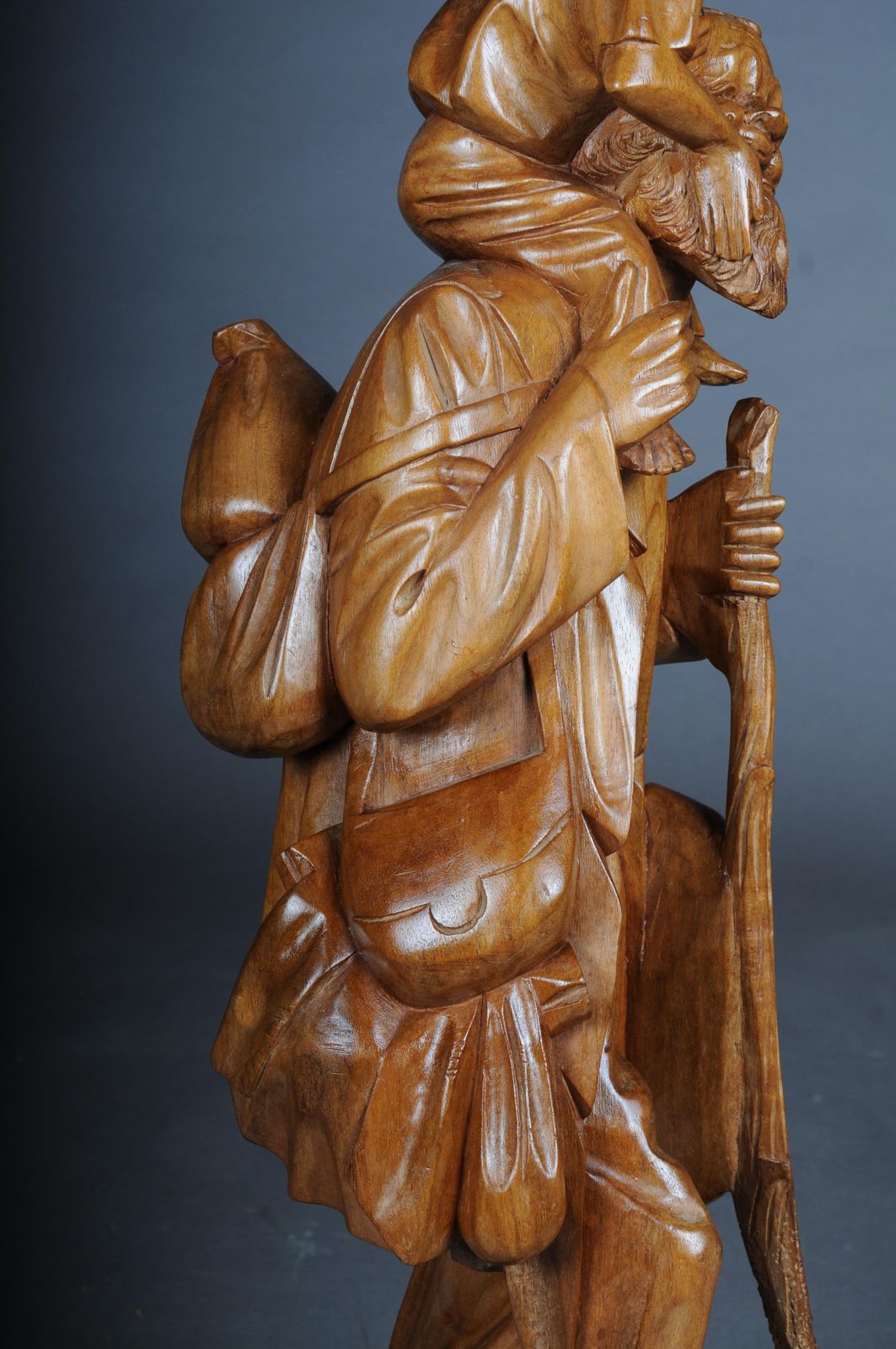 photo buy 20th Century Wooden Sculpture Ranger With Child Lime Wood, South German