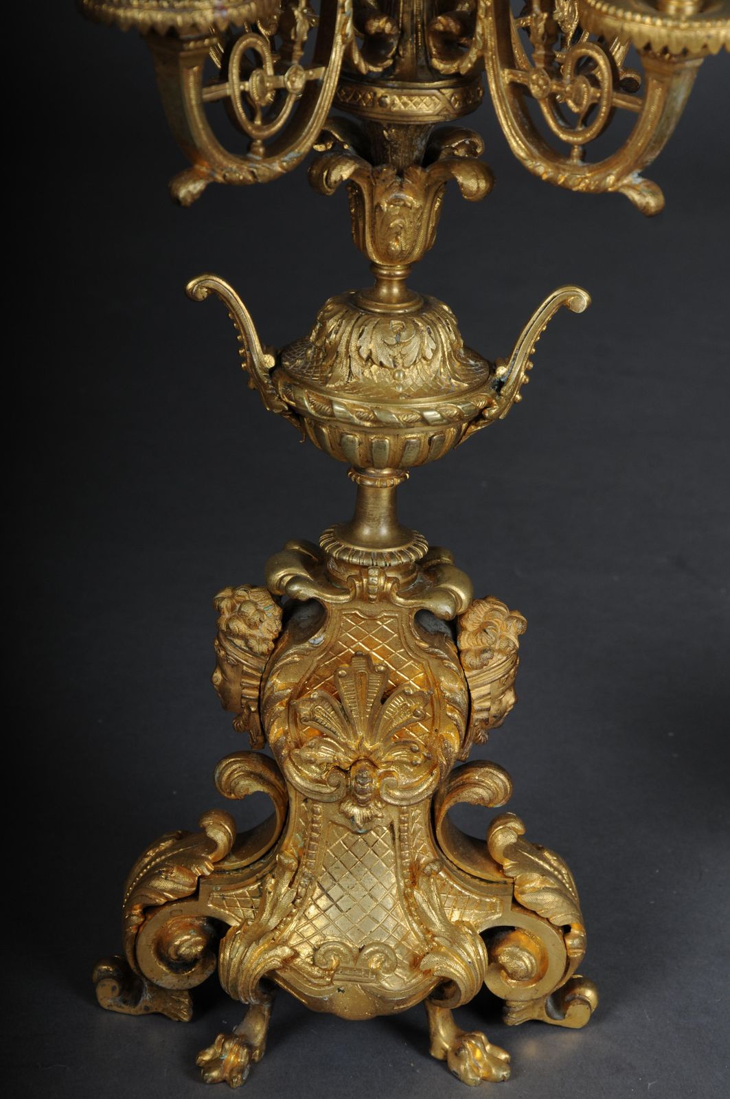 Pair (2) French Historicism Candlesticks, Gilded Bronze Circa 1880 photo vintage