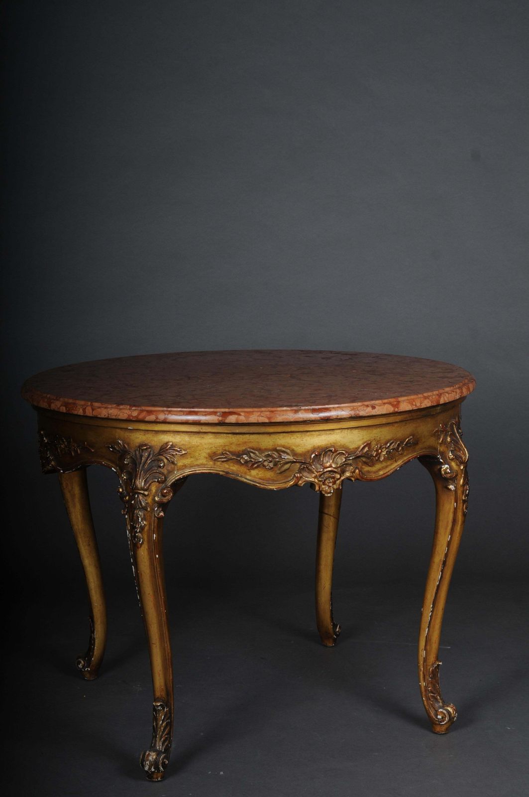 Antique Round Salon/Coffee Table, Louis XV Circa 1900. Gold With Marble Top photo Furniture