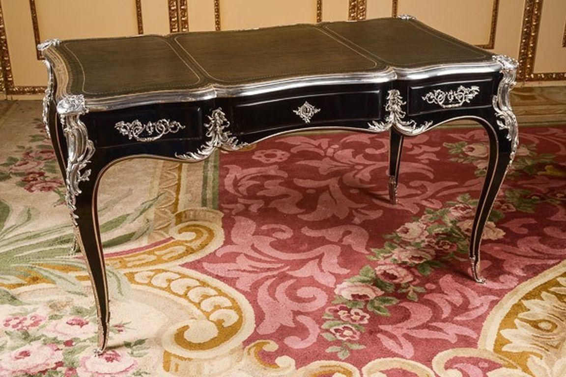 20th Century Writing Desk Louis XV Piano Black Bureau Plat photo Furniture