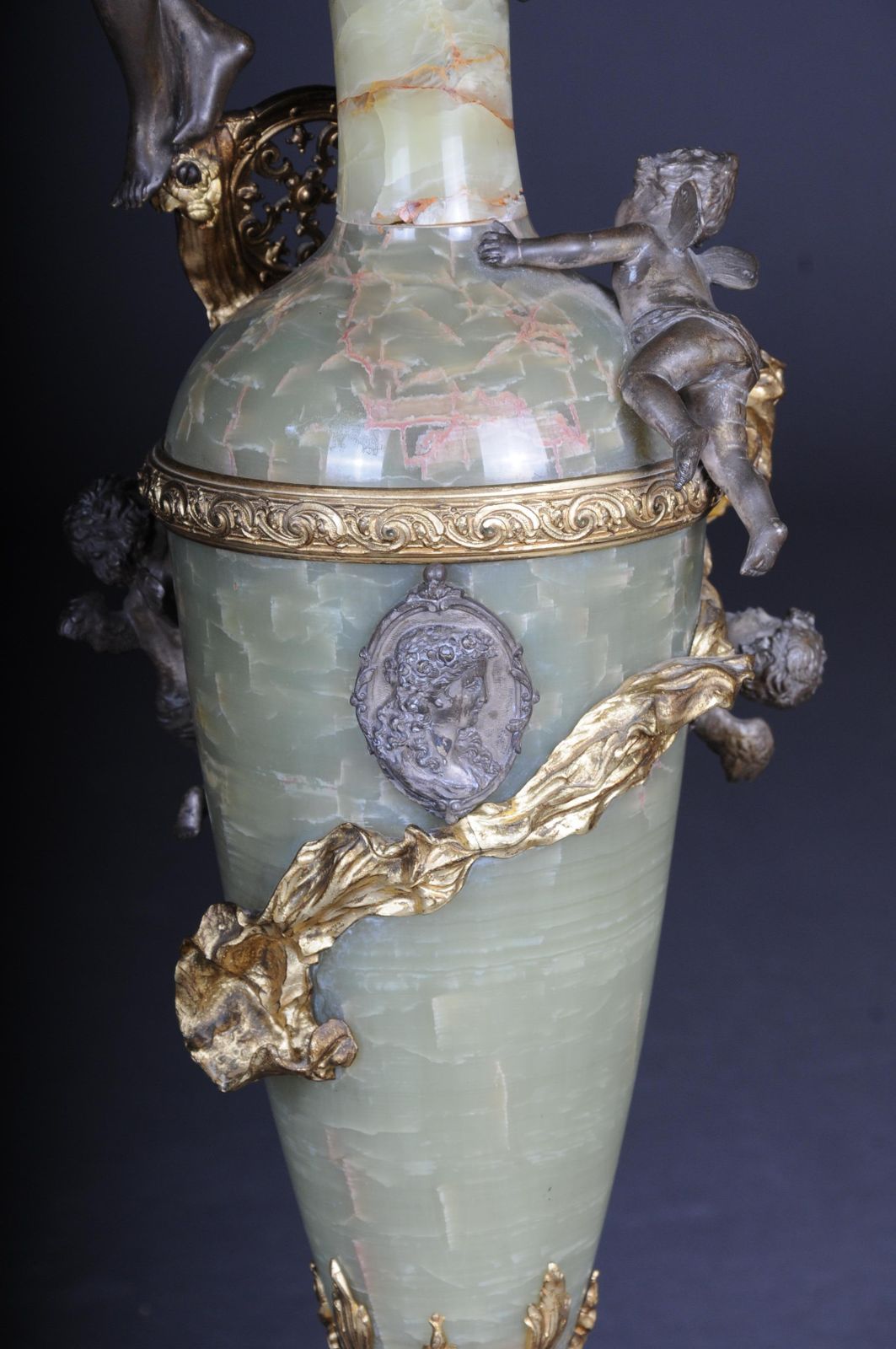 4170.0 19th Century French Onyx Pomp Jug/Vase Bronze Silvered Napoleon III photo