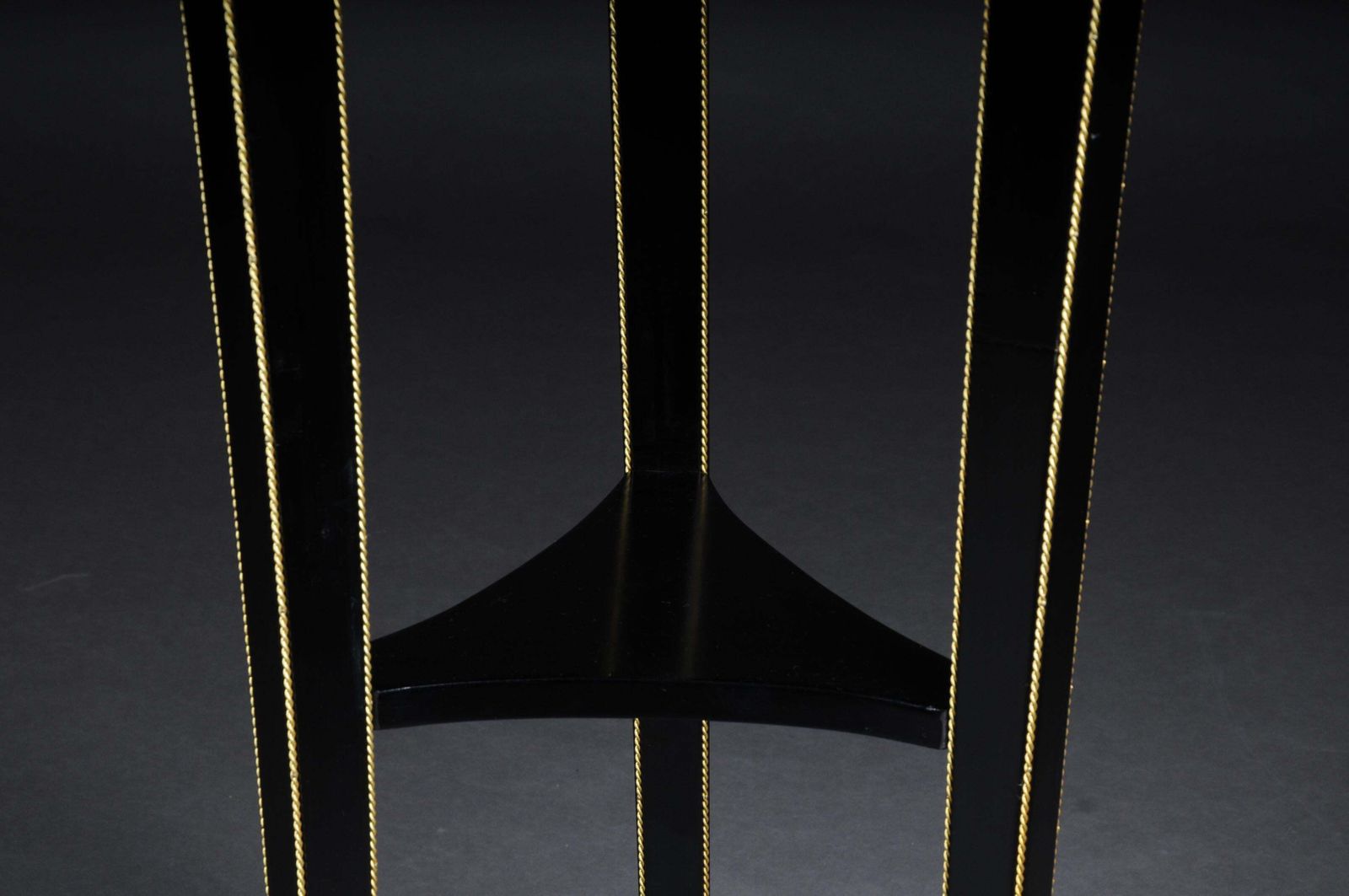 Classic Ebonized Karyadite Pillar / Pedestal In Empire Style, Black Gold photo vintage