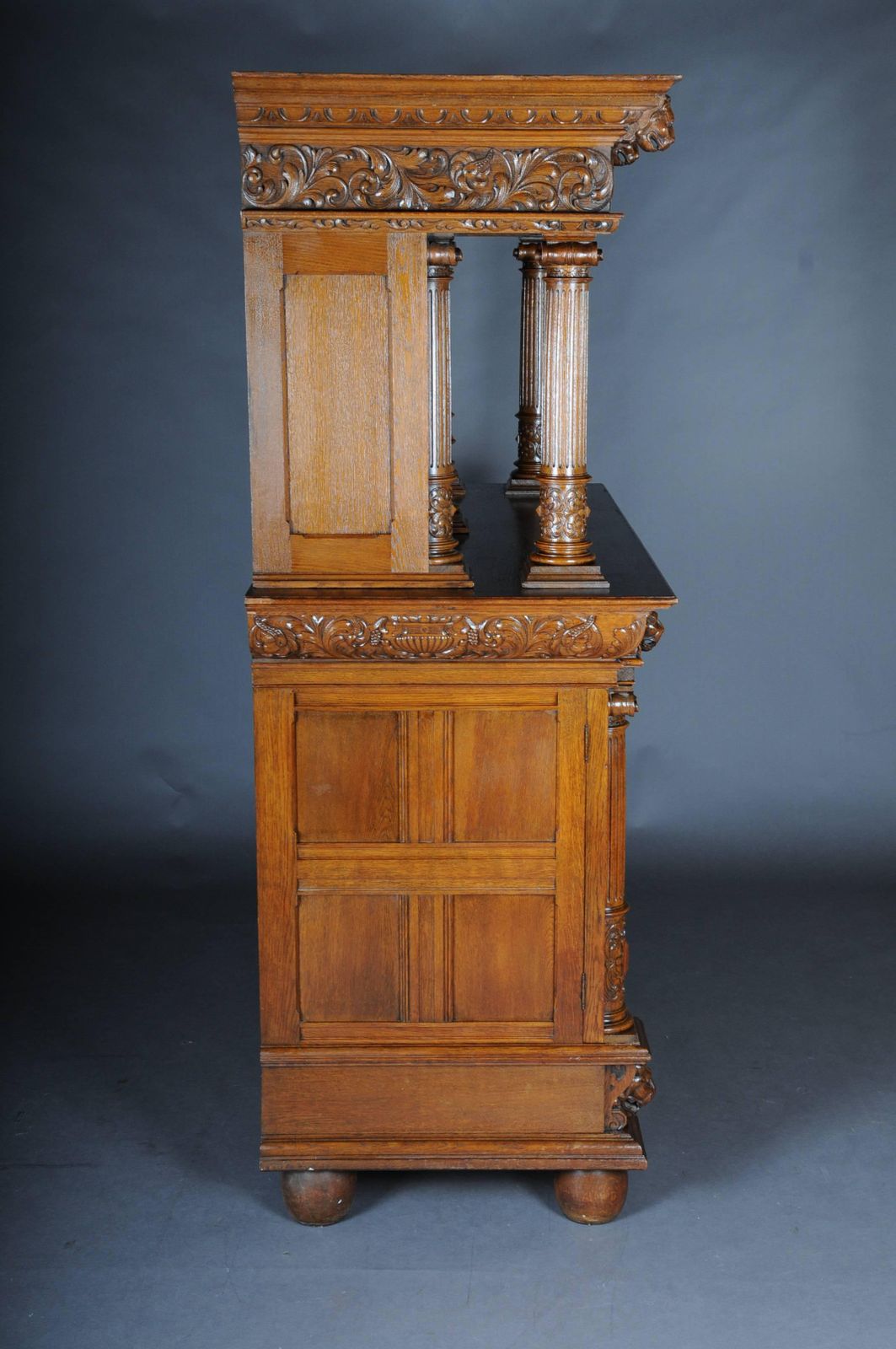 19th Century Neo Renaissance Cabinet Buffet, Solid Oak photo vintage