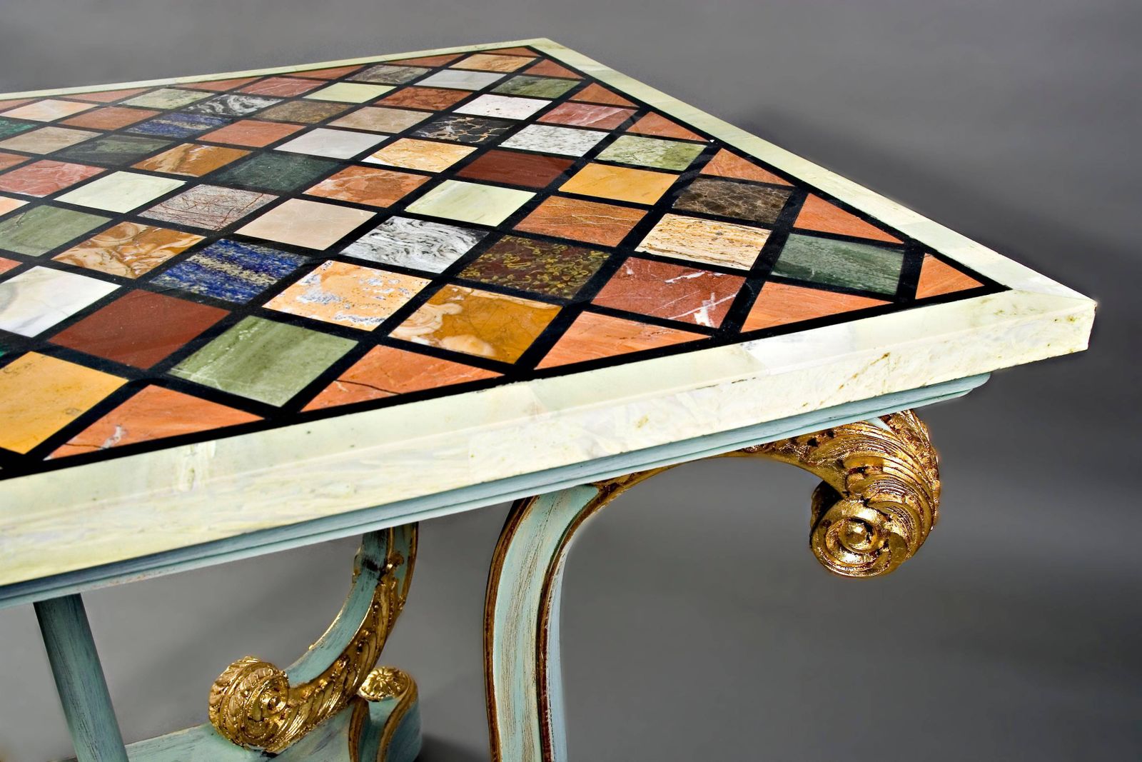 20th Century Pietra Dura Style Of Classicism Pastel Light Blue Table photo for sale