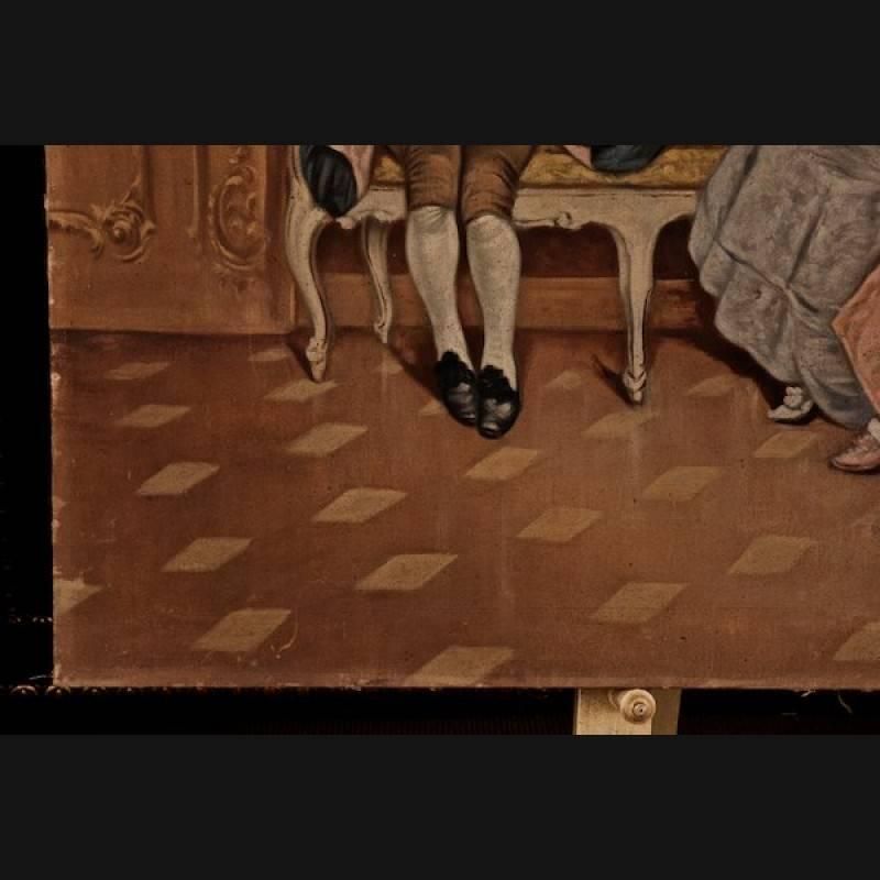 19th Century Rococo Style Painting Oil On Canvas photo Art