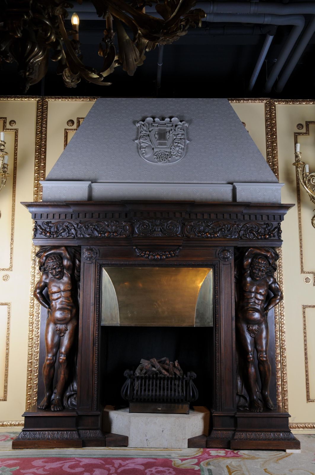 Home Fixtures Monumental Figures Fireplace Neo Renaissance 19th Century Walnut photo