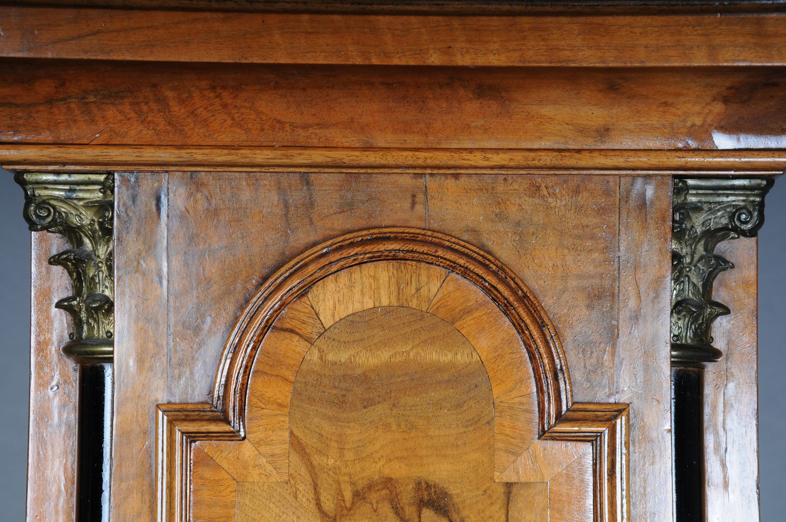 photo furniture Beautiful Antique English Grandfather Clock, Root Wood, 19th Century