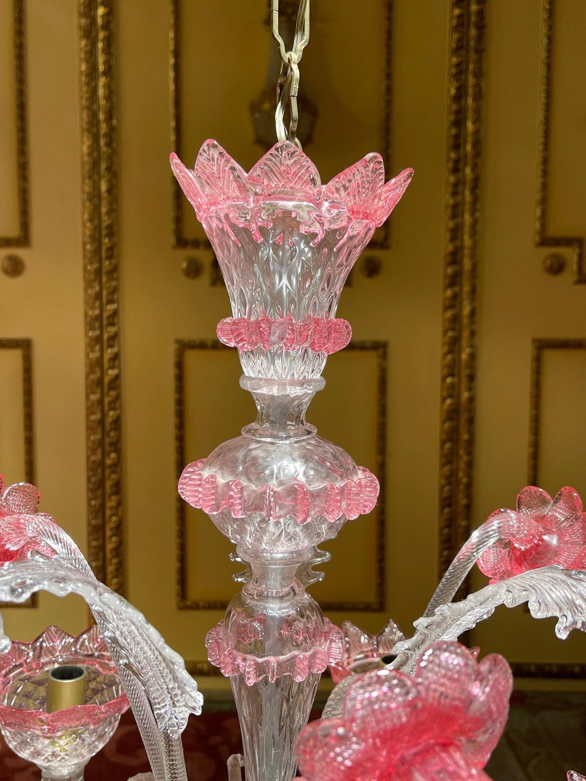 20th Century Murano Italy Chandelier Ceiling Luster, Mouth Blown photo vintage