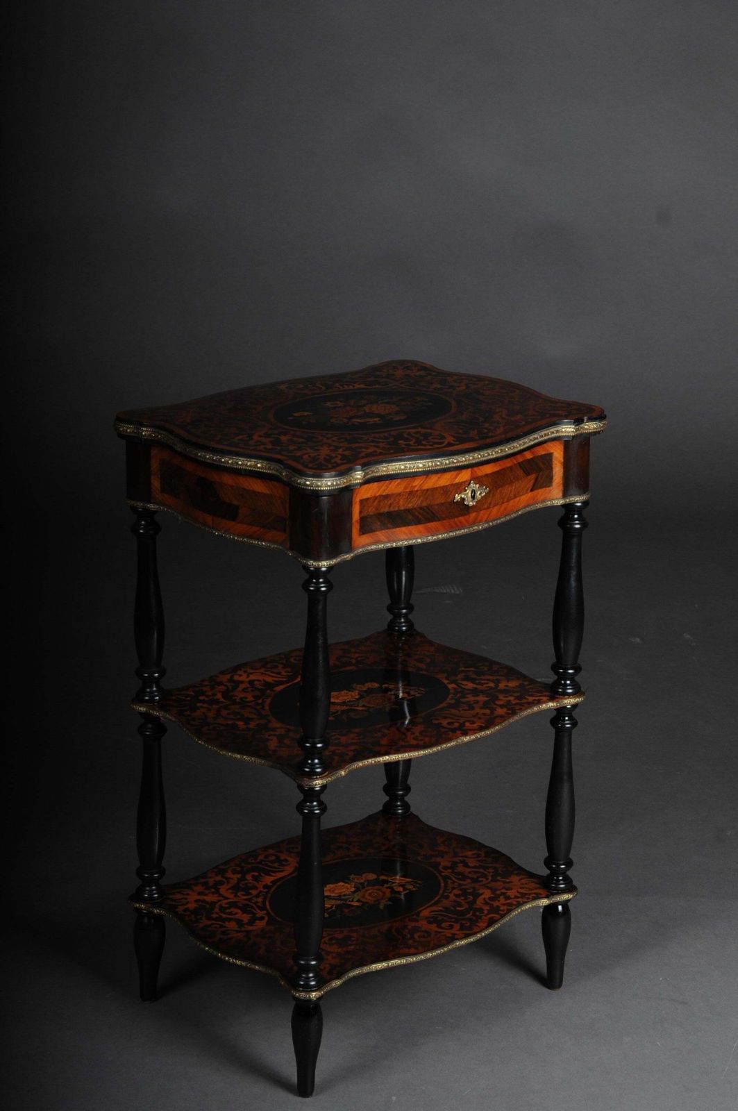 19th Century Marquetry Side Table With Jewelry Box, Circa 1870 photo for sale