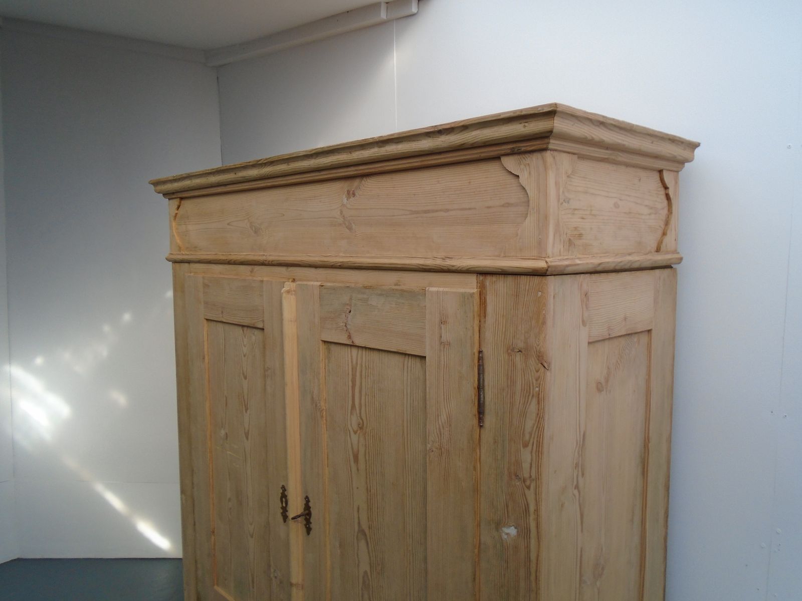 photo furniture Great Georgian Panelled Pine Knockdown Wardrobe To Wax/Paint