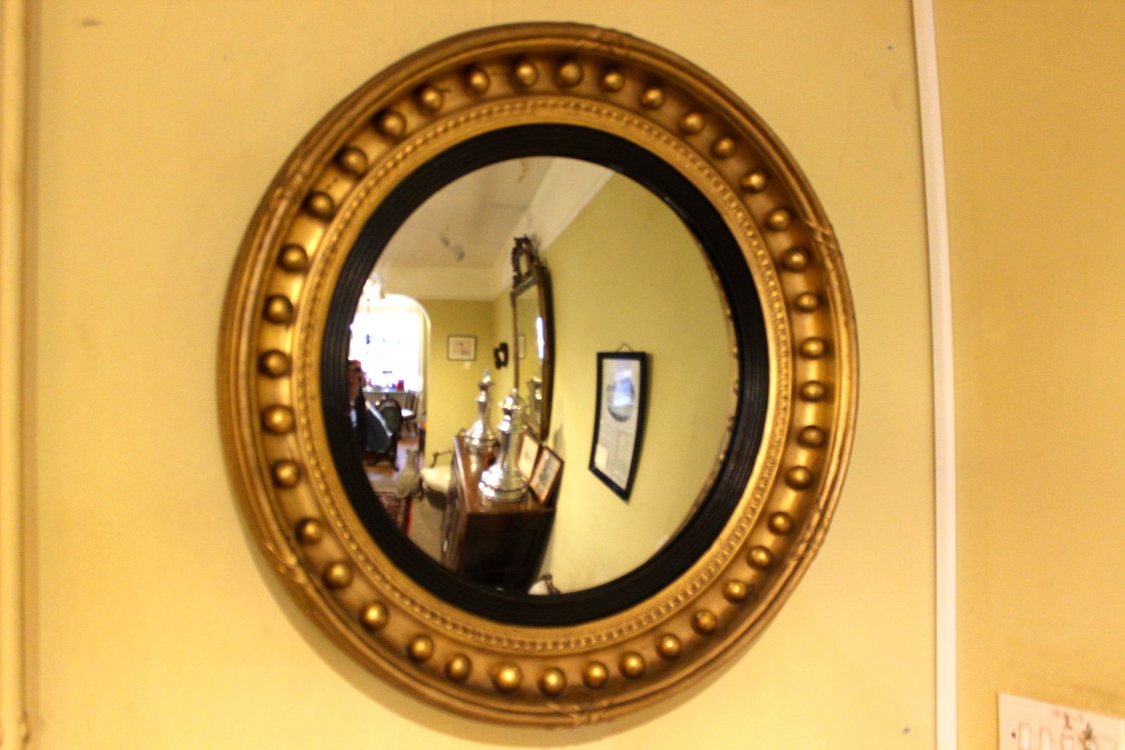19thc Gilt Convex Mirror photo for sale
