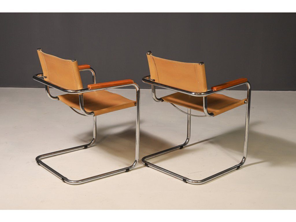 photo vintage Pair Of Cantilever Tubular Steel Armchairs By Marcel Breuer, 1970´S