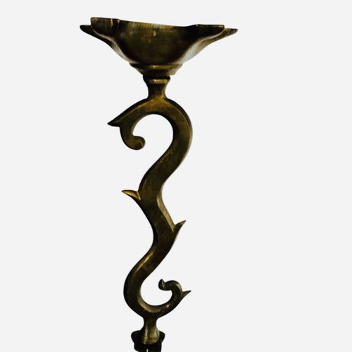 Antique Heavy Brass Bronze Indian Godess Snake Charmer Centre Piece Signed photo for sale