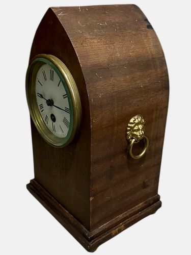 Edwardian Paris Maker Lancet Top Mantel Clock With Lion Handles photo furniture