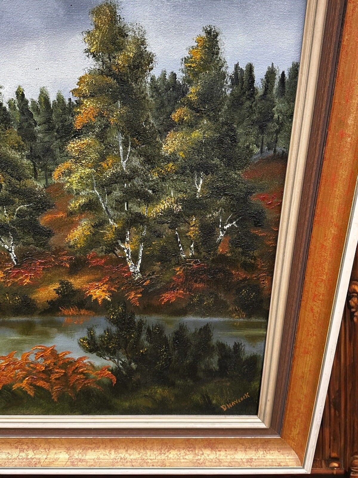 Mid Century Country House Oil Painting  Signed Landscape Scene 105cm By 64cm photo for sale