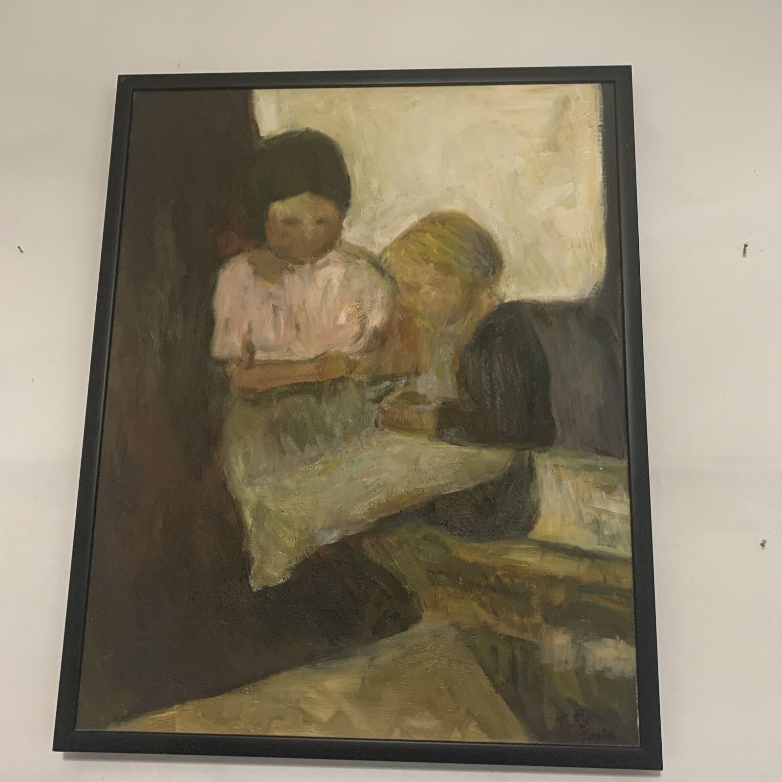 Original Oil On Canvas Josie Jiang  66cm X 55cm  “Reading” photo furniture