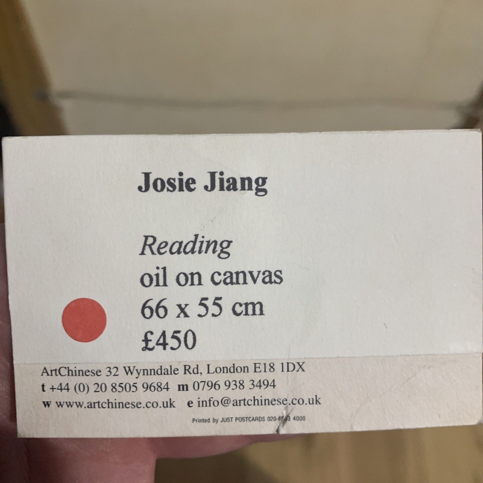 Original Oil On Canvas Josie Jiang  66cm X 55cm  “Reading” photo buy
