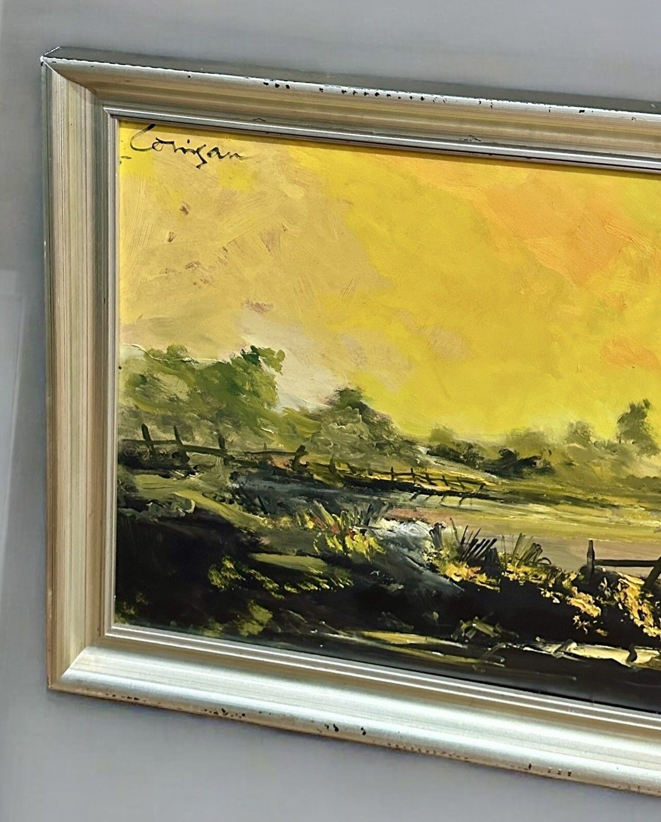 Mid Century Signed Superb Large Oil Painting Landscape Scene  130cm By 54cm photo for sale
