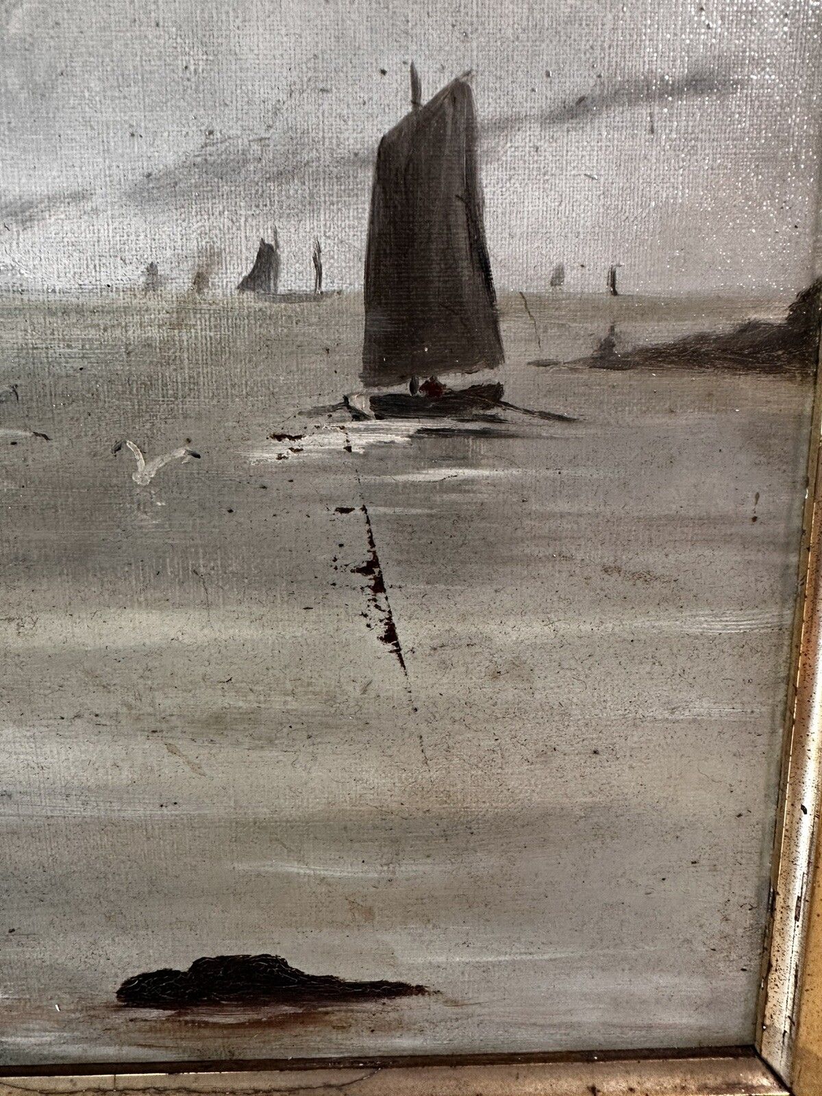 Victorian Oil Painting P G Collins Nautical  Maritime  Fishing Scene 62cm photo 195.0