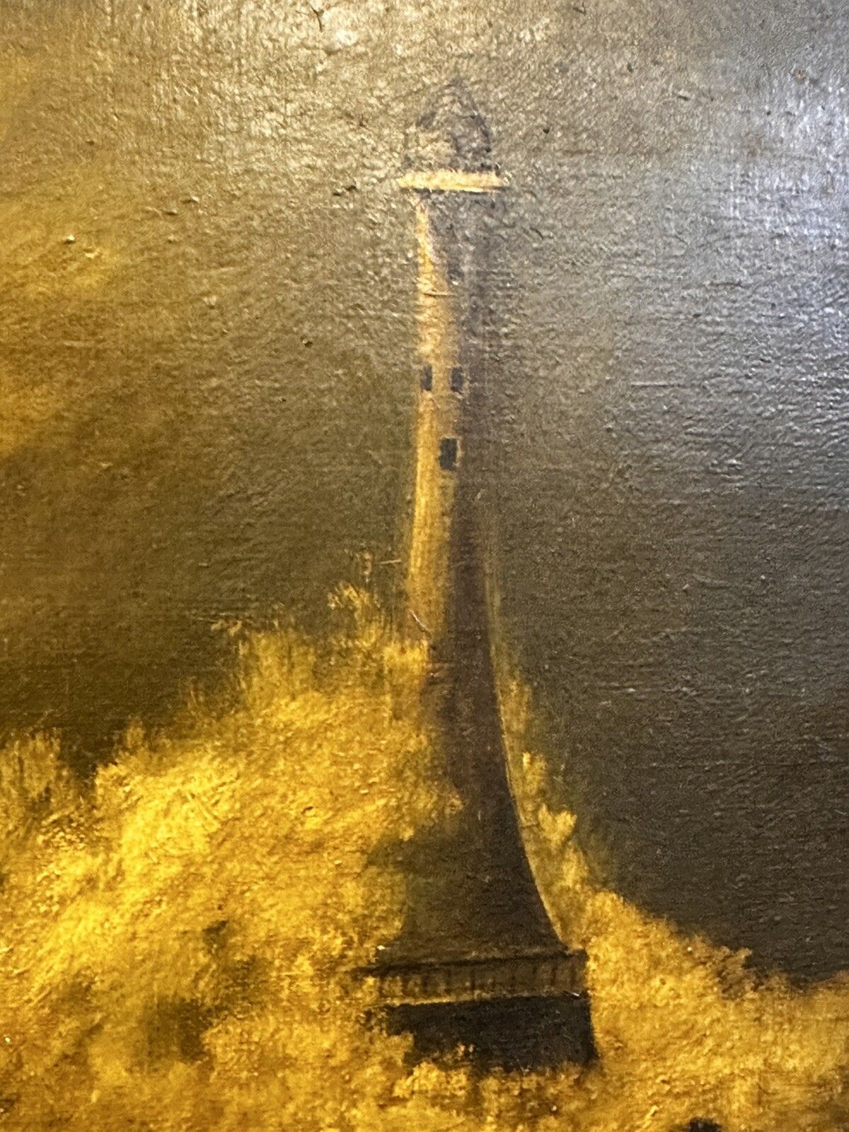 C1920’s Listed Artist C Tipper Oil On Canvas Painting  Lighthouse Nautical photo 165.0