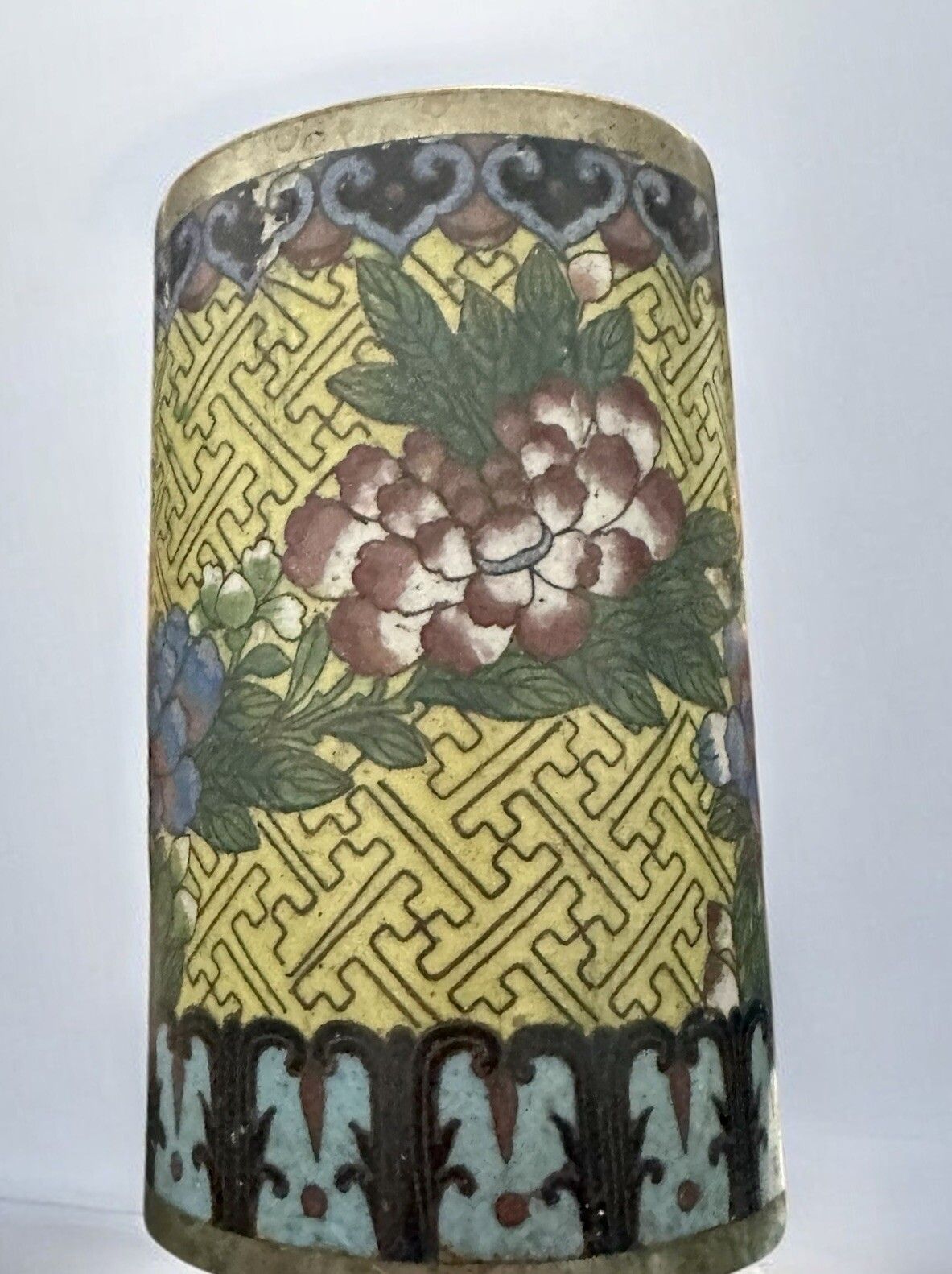 Oriental  Cloisonné On Paktong Enamel Brush Pot 19th Century Height 12cm photo 50.0