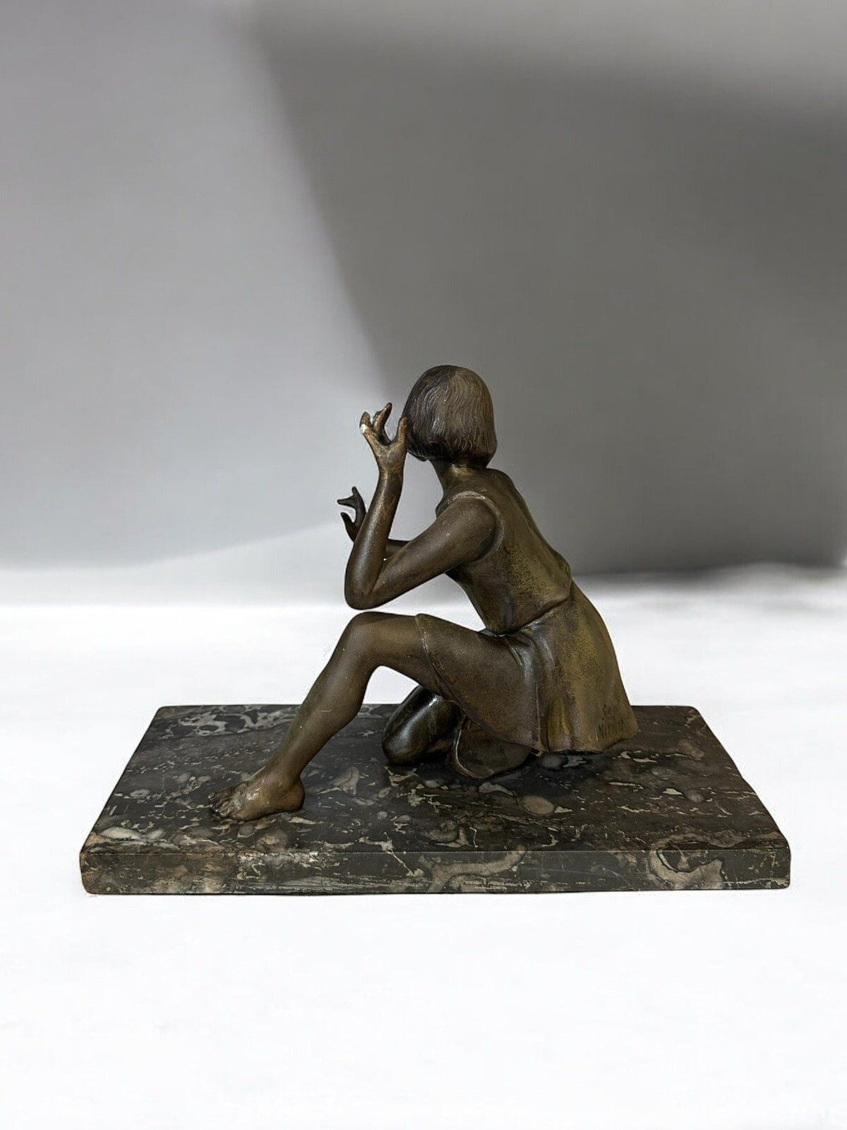 Art Deco Figure Of A Kneeling Girl On Marble Base  Signed Geo Maxim photo 150.0
