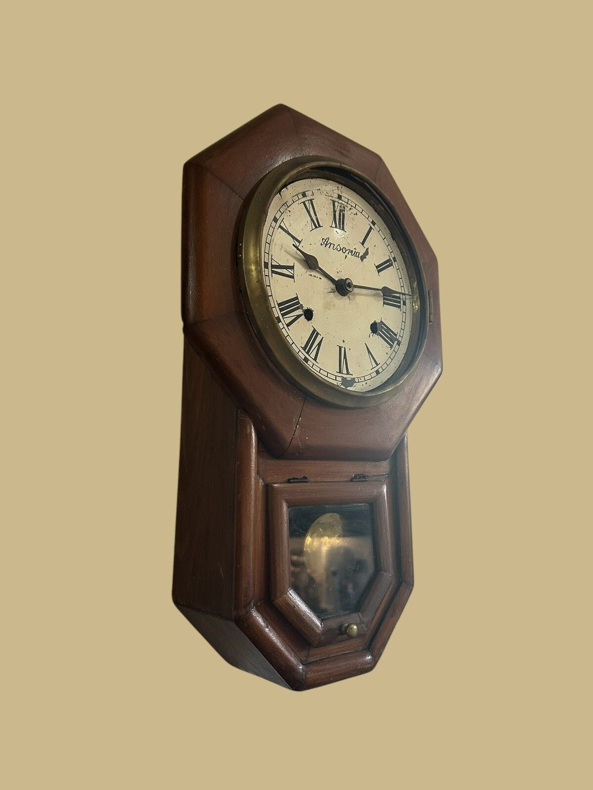 Antique Ansonia USA Wall Clock Drop Dial Station School photo 65.0