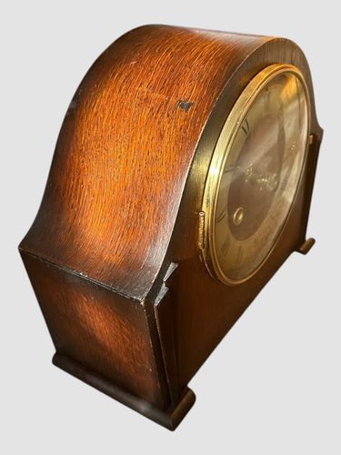 Andrew English 30’s Striking Hammer Mechanical Mantle Clock Oak Very Pretty photo for sale