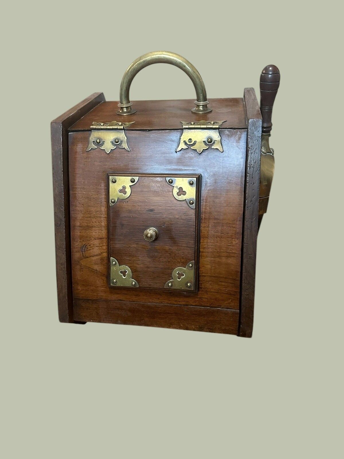 Victorian Coal Scuttle Brass Detail Liner And Shovel photo furniture