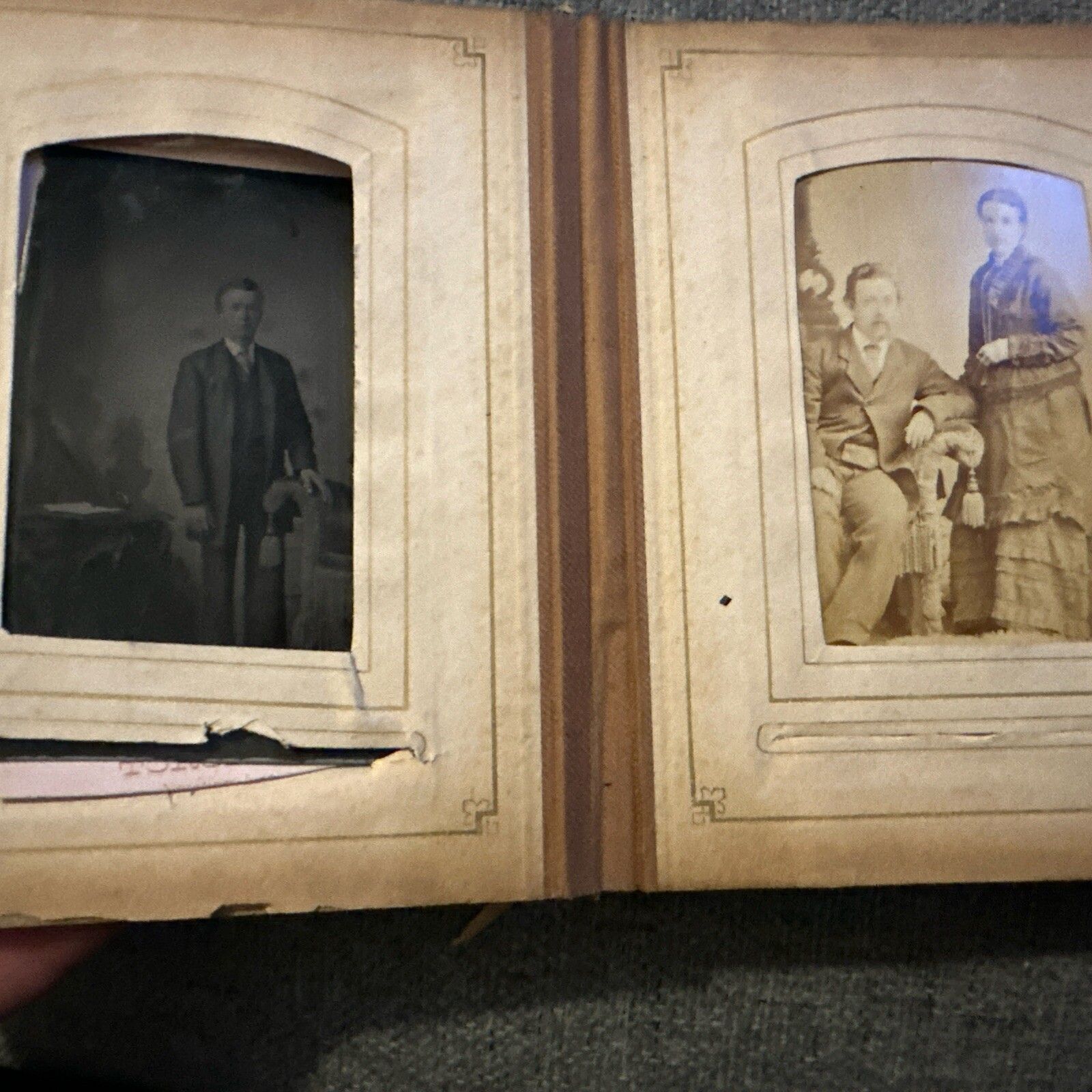 photo for sale Antique Victorian Photograph Album Tooled Leather