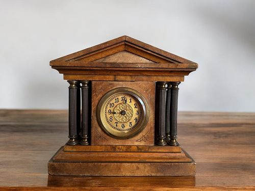 19th Century Miniature Architecture Column Mantle Clock Mechanical  C1910