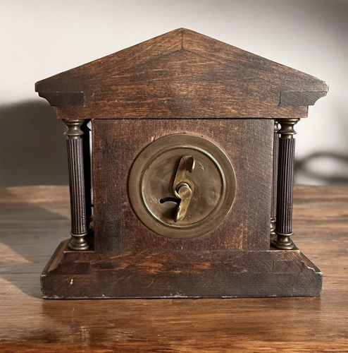 19th Century Miniature Architecture Column Mantle Clock Mechanical  C1910 photo Home Decor