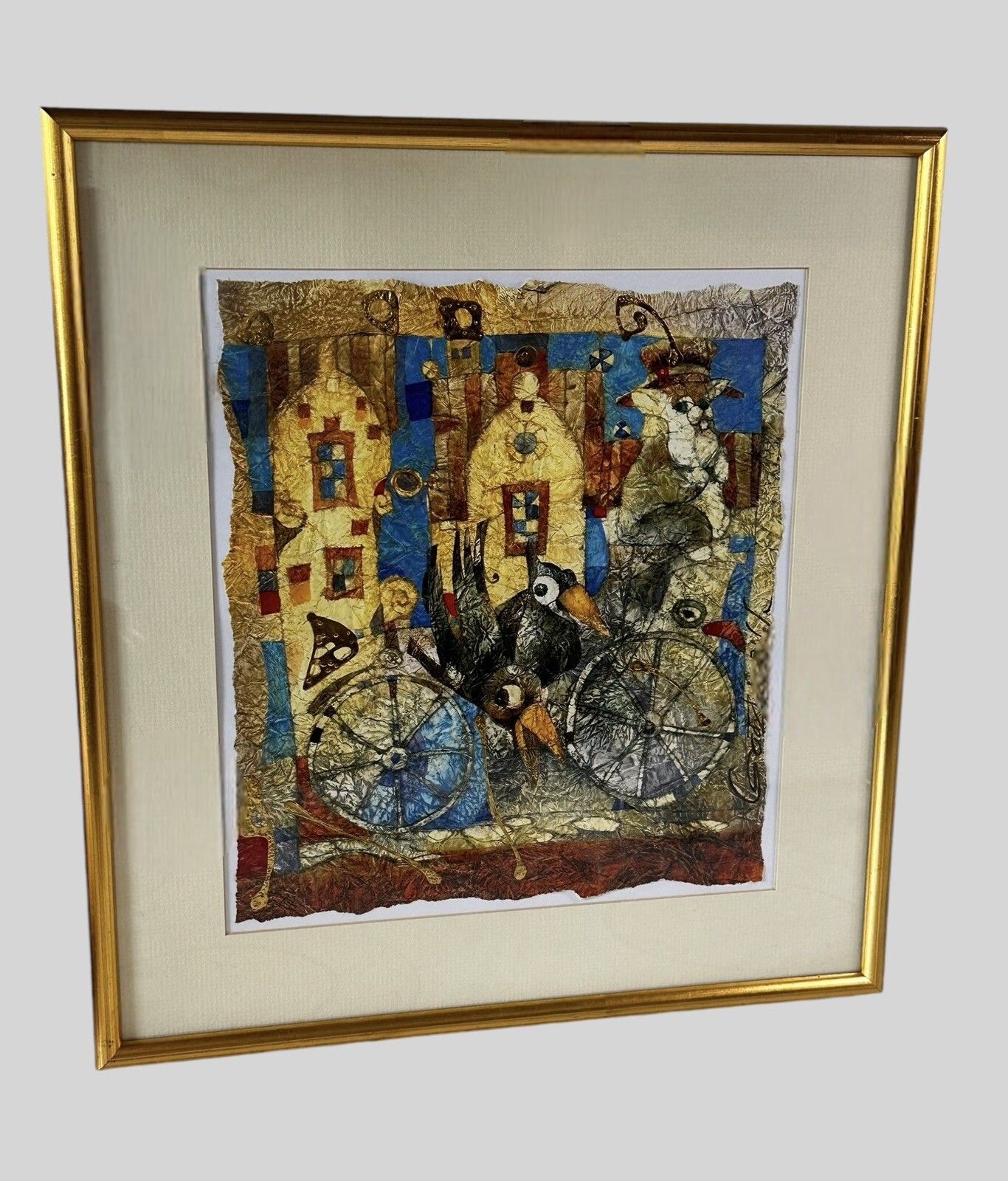 Russian Artist Svetlana Gadzhieva Mixed Media 😋” Two Crows” 42cm By 39.5cm