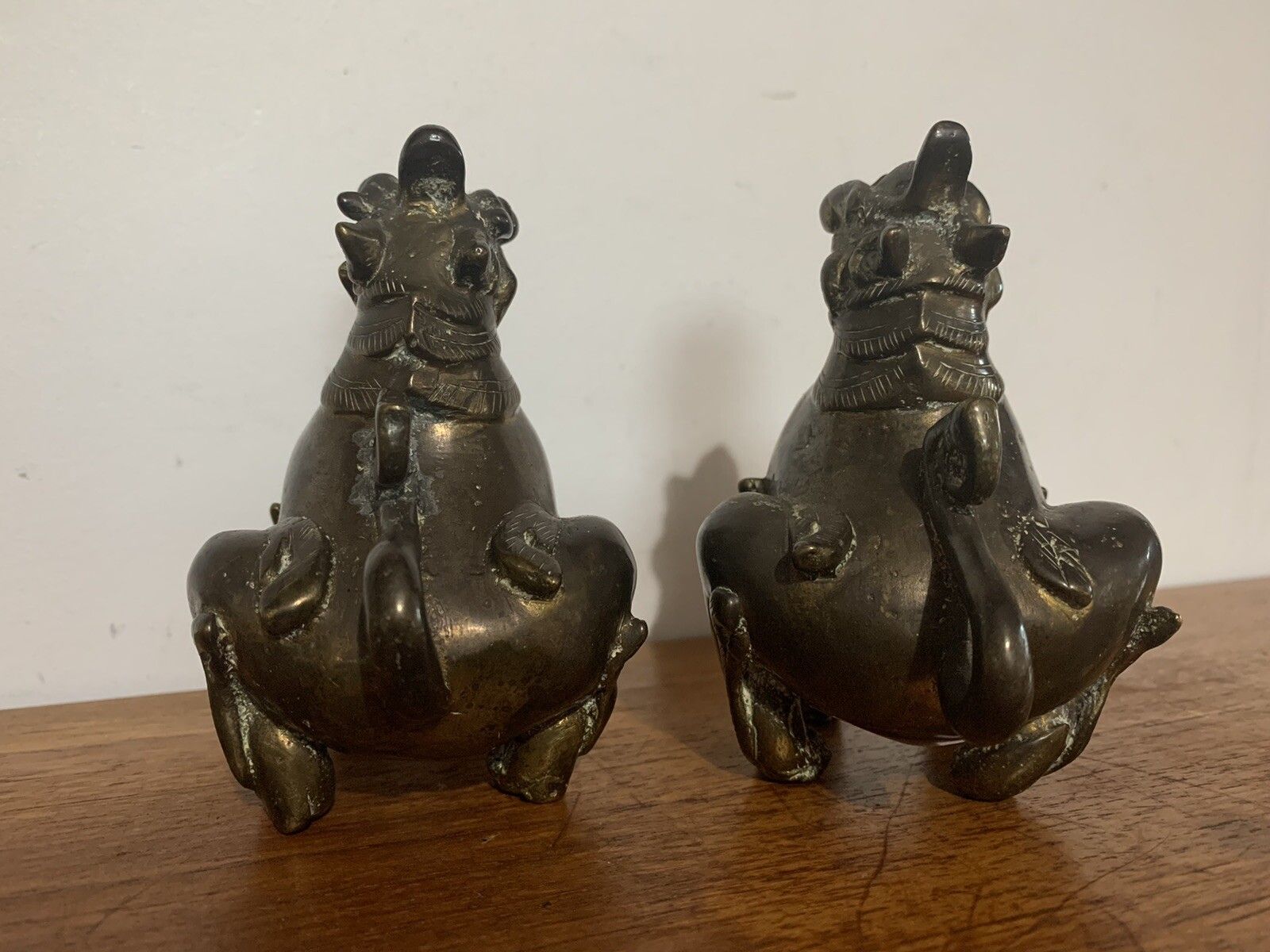 Superb Antique 19th Century Bronze Oriental Pair Of Dogs Of Foe photo vinterior