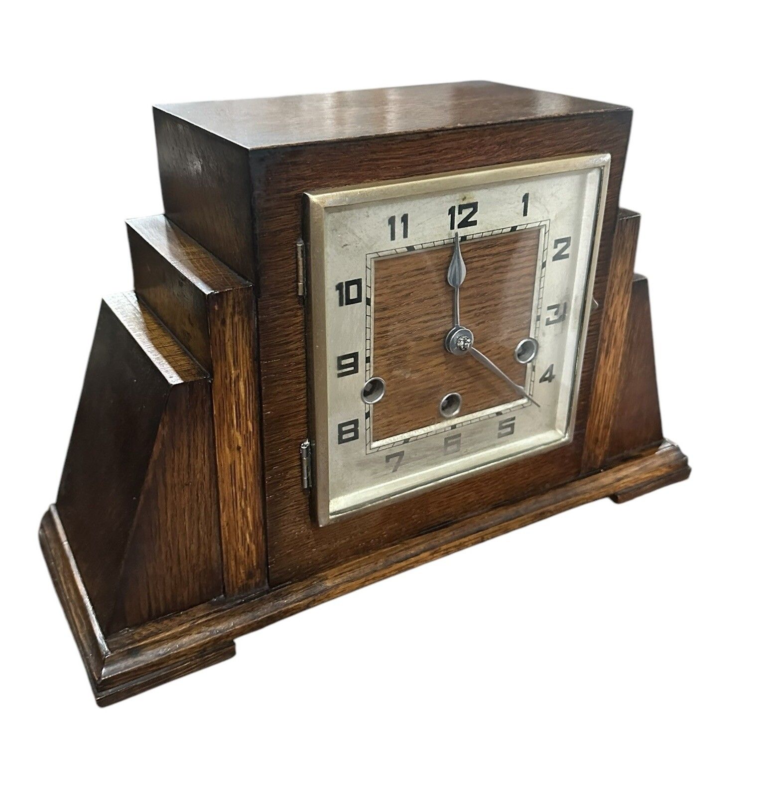 Icoinic Art Deco German Haller” Oak Westminster Chime Mantle Clock