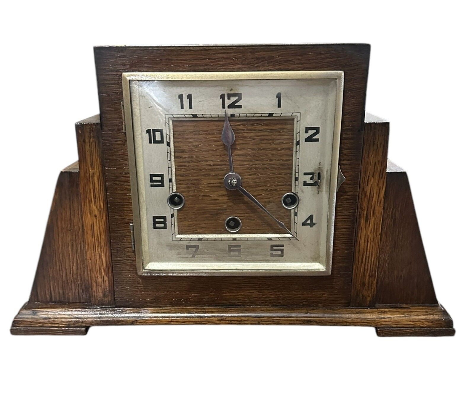 Icoinic Art Deco German Haller” Oak Westminster Chime Mantle Clock photo furniture