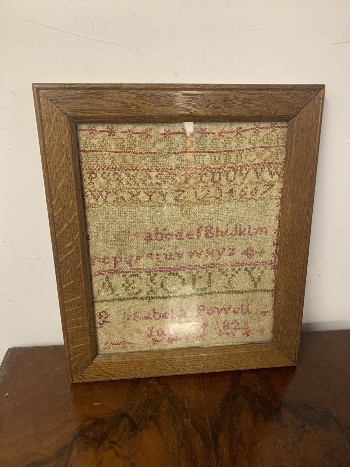 Antique Georgian Embroidery Picture, Sampler 1825 photo furniture