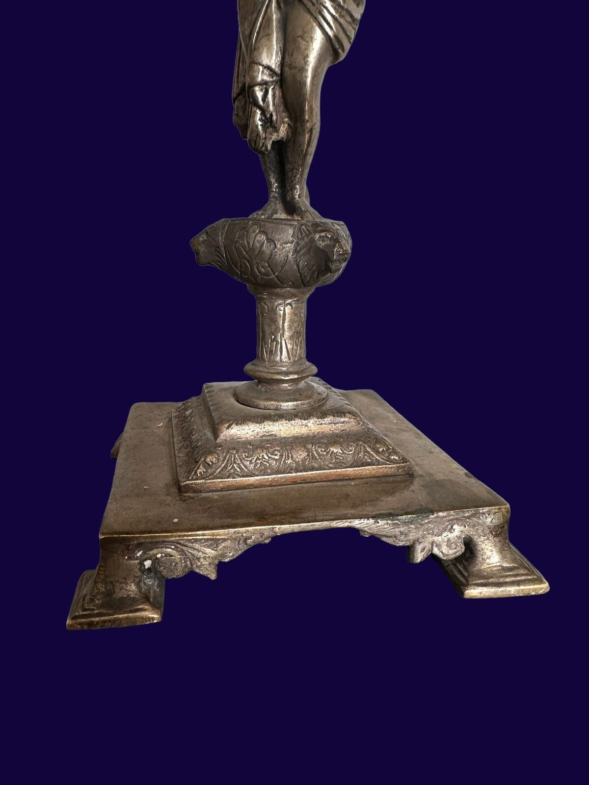 Antique Vintage Louis XVI Style White Metal Candelabra 40 Cm High photo 120.0