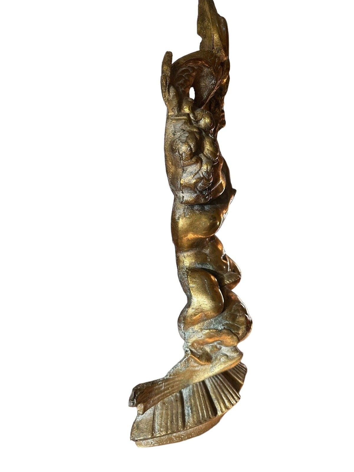 Exquisite Antique Heavy Brass Cherub Door Stop Statue 4.5kg 16” Tall Stamped photo buy
