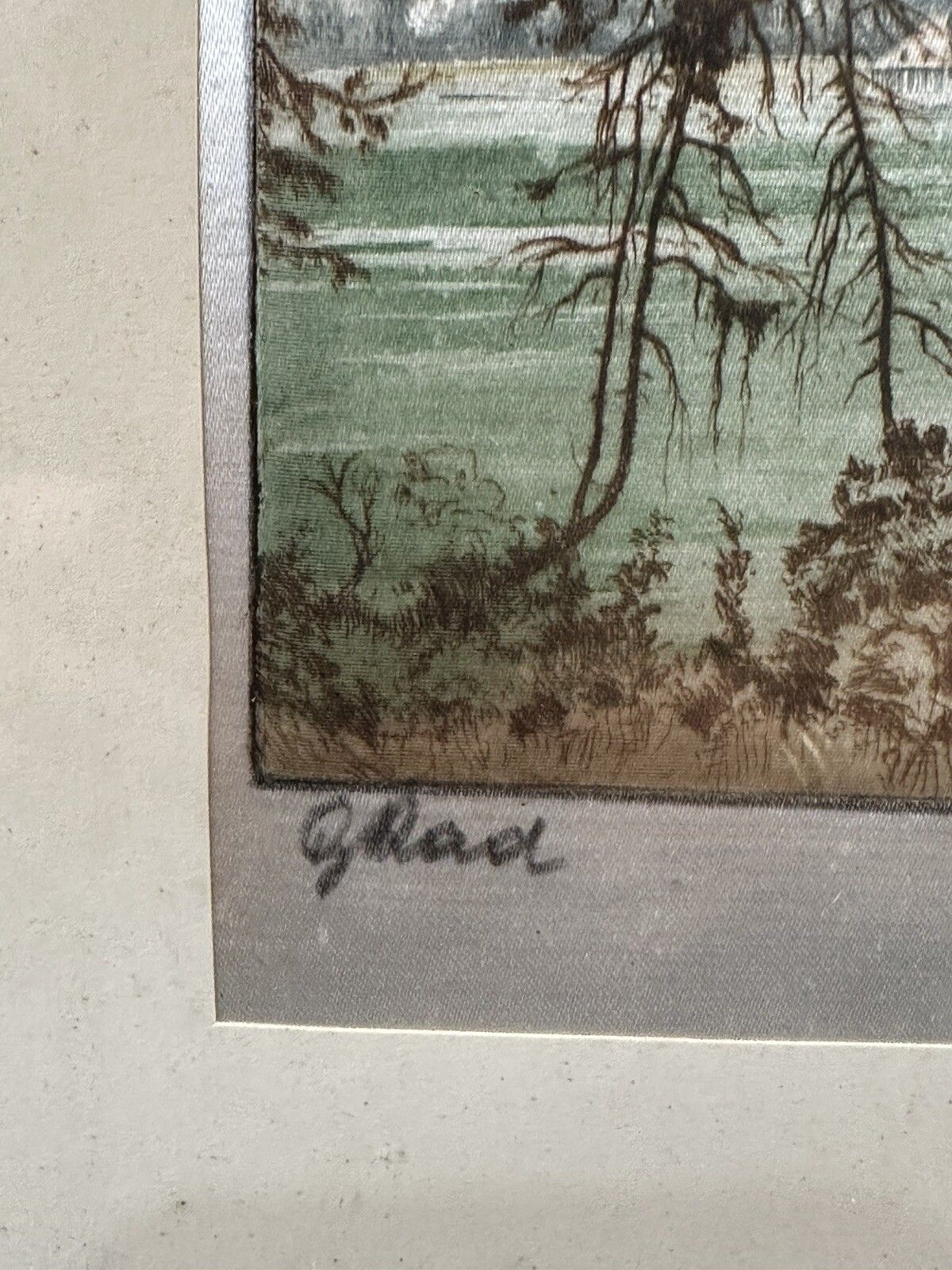 Vintage Signed Painting On Silk French Alps Scene 37cm By 27cm photo Art